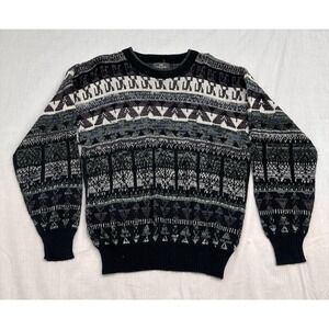 Vintage 80s Sweater‎ Men's M Geometric Purple Black Sir William